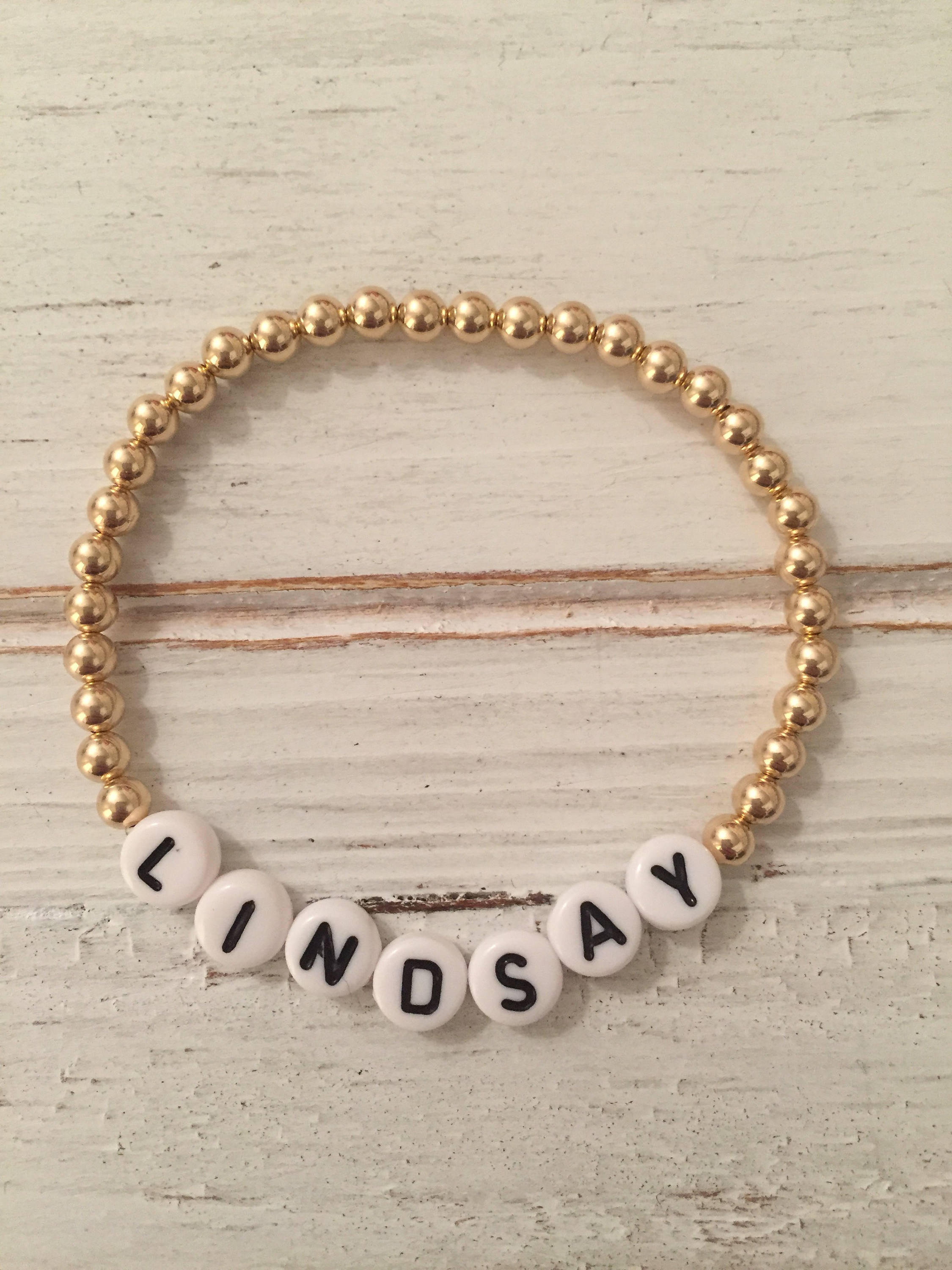 Customized Word Bracelet Gold Filled Bracelet 14K Gold Filled Personalized Name Bracelet Gold Beaded Name Bracelet Gold Ball Beads