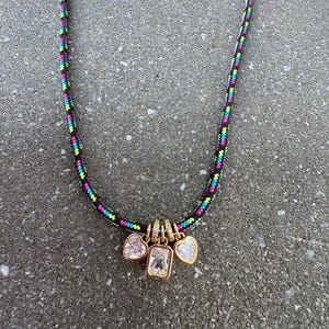 paracord necklace with charms; adjustable paracord necklace with charms
