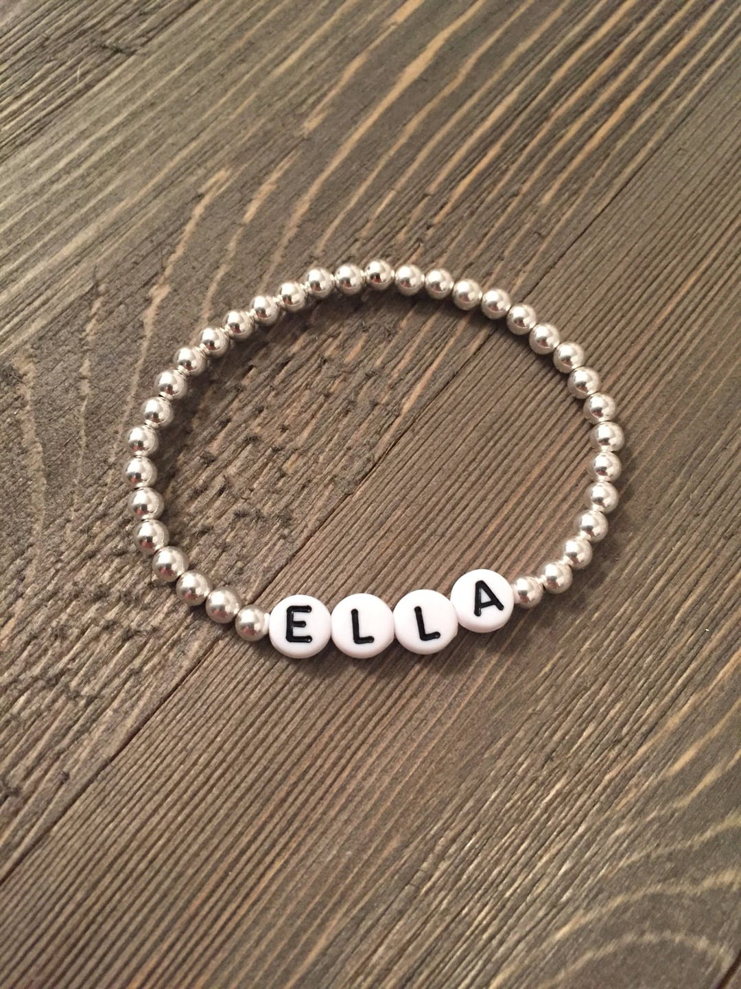 Custom Sterling Silver Beaded Name Bracelet Baby Bracelet Etsy