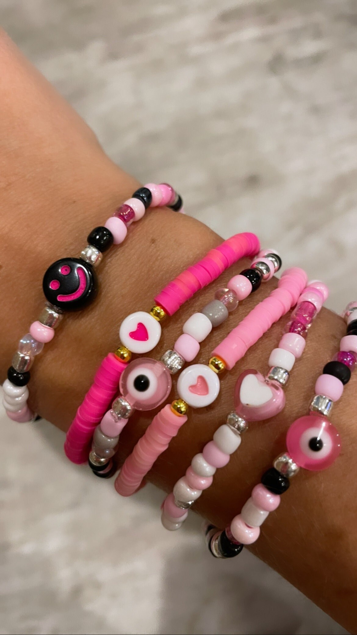 Lucky Pink Beaded bracelets; Pink Beaded Bracelets