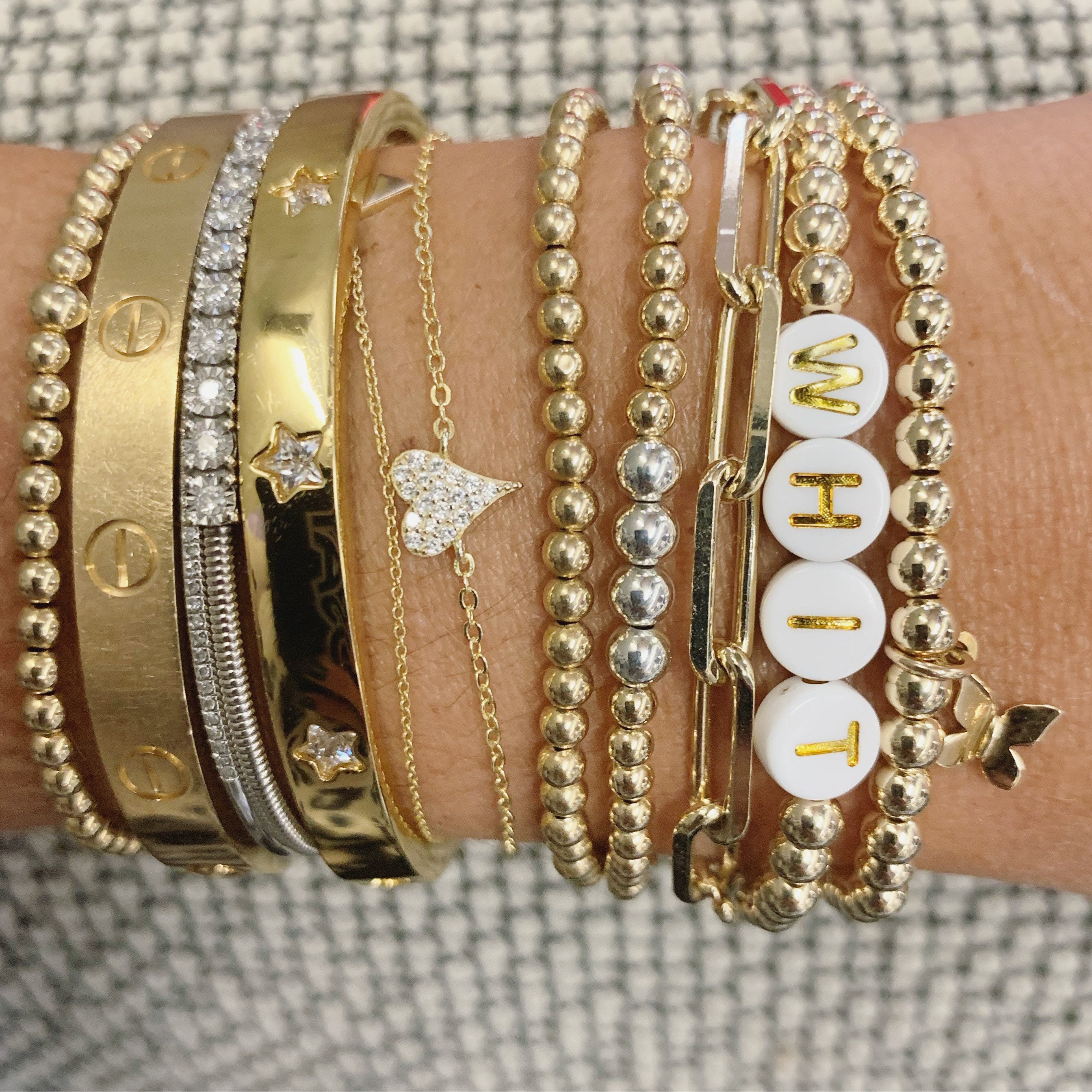 14k gold filled beaded bracelet with gold initial gold filled Etsy