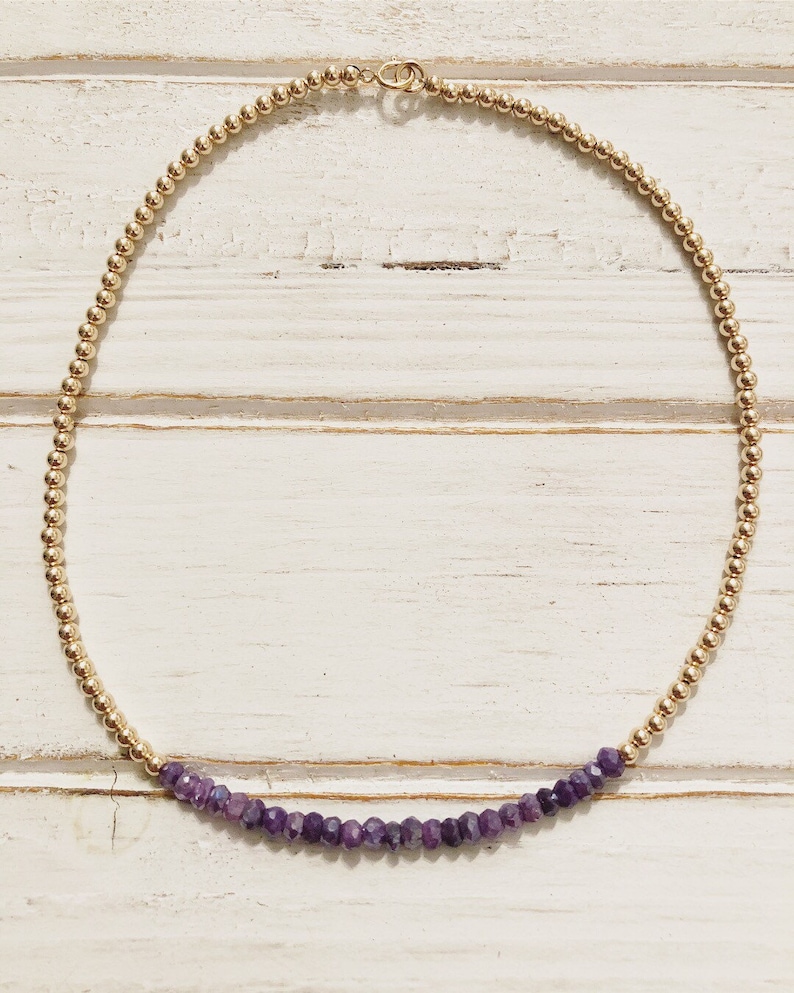 14k gold filled and purple mystic quartz choker necklace; gold choker; layering necklace