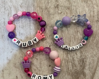 Custom kids beaded bracelet; personalized kids name bracelet