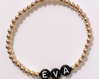 14K Gold Filled Beaded Name Bracelets | Initial Bracelet | Gold Beaded Bracelets | Custom Name Bracelet | Womens Bracelets