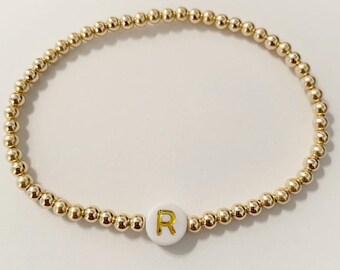 14K Gold Filled Beaded Name Bracelets | Initial Bracelet | Gold Beaded Bracelets | Custom Name Bracelet | Womens Bracelets