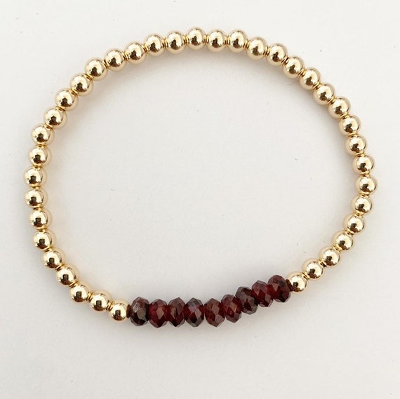 14k Gold Filled Beaded Garnet Bracelet Garnet Bracelet Hold Filled