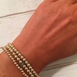 14k gold filled beaded bracelets stretch gold bracelets image 2