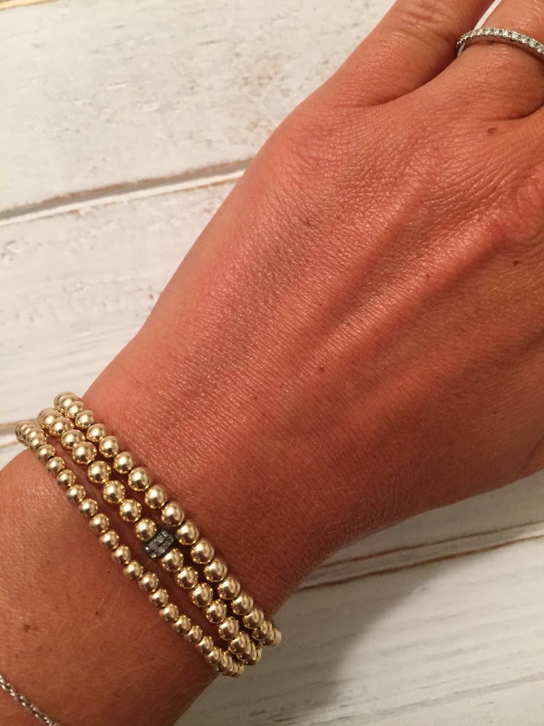 14k gold filled beaded bracelets stretch gold bracelets Etsy