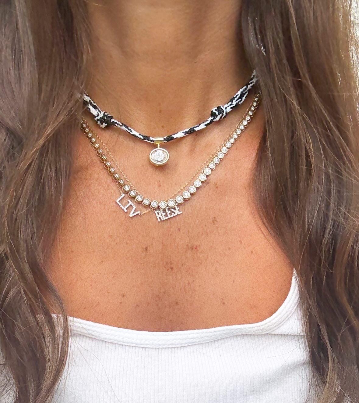 Paracord Necklace With Crystal Oval Pendant; Adjustable Paracord