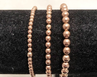 14k rose gold filled beaded bracelet; stack bracelet; rose gold bracelets