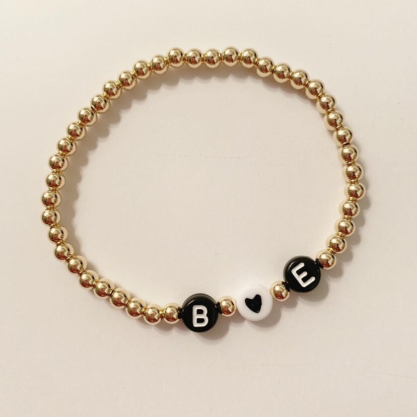 14k gold filled custom name beaded stack bracelet | Etsy