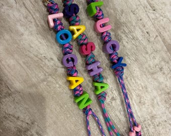 personalized bag charm; personalized keychain; paracord bag charm