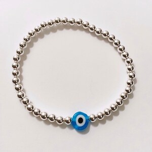 Sterling Silver evil eye beaded bracelet; evil eye bracelet; evil eye; beaded bracelet