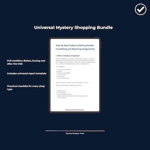 Paquete Universal de Compra Misteriosa / Lista de Verificación + Plantilla de Informe + Guía / Descarga Digital en PDF / Herramientas para Compradores Misteriosos
