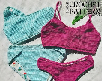 Pattern Bundle! - Blue Sky bikini set + Magenta high hip and basic top set