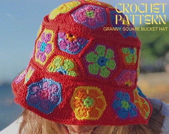 Granny Square Bucket Hat - Crochet Pattern