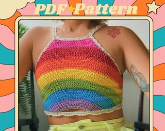 RAINBOW TOP  Bralette - Crochet Written Pattern - Size: S/M