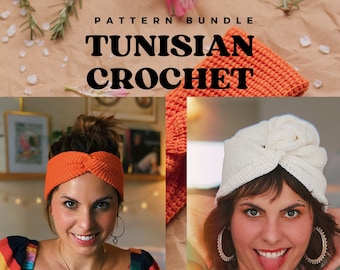 PDF pattern in Tunisian Crochet - Turban and Head Band