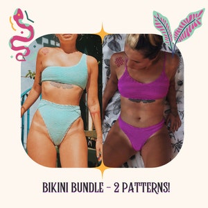 Pattern Bundle Blue Sky bikini set Magenta high hip and basic top set image 2