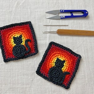 Granny Square Crochet Pattern Black Cat image 3