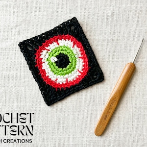 Granny Square Crochet Pattern - Creepy Eye