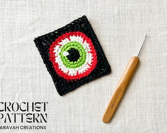 Creepy Eye Granny Square Crochet Pattern – Halloween Motif PDF