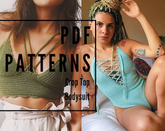 Pattern Combo // Crochet Patterns for Crop Top & Bodysuit // sizes: XS to L