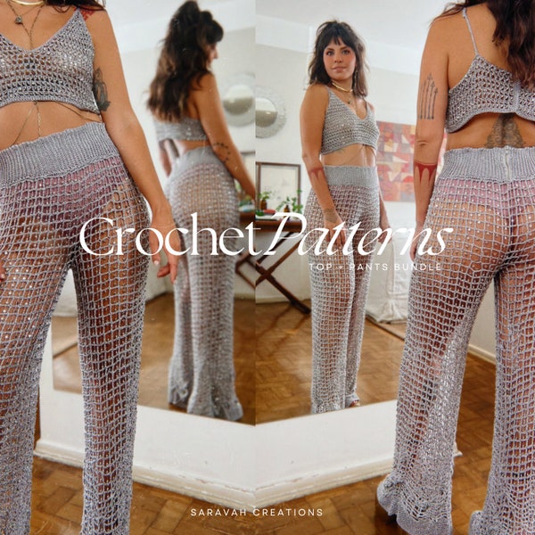 LOT DE PANTALONS + HAUT - Patron au crochet - Toutes les tailles