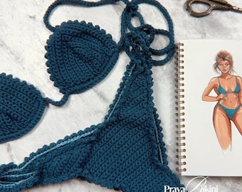 Praya Bikini Crochet Pattern, Triangle Top, Cheeky Bottom (PDF Download)