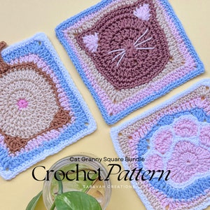 Cat Granny Squares Bundle – Crochet Pattern PDF