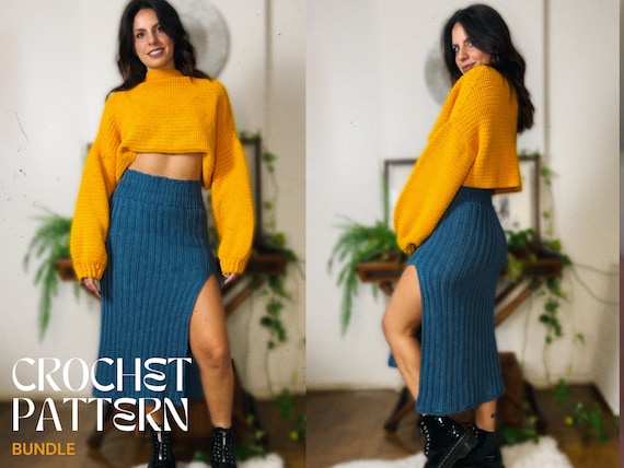 Crochet Bundle – Midi Skirt & Cropped Sweater Patterns PDF