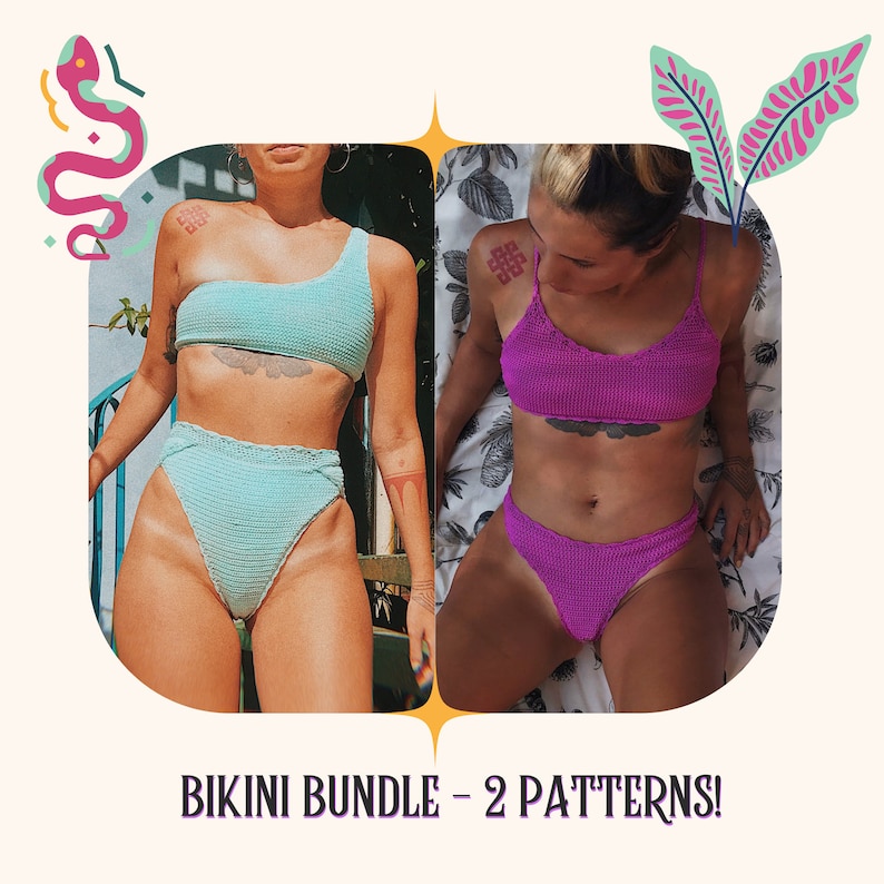 Pattern Bundle Blue Sky bikini set Magenta high hip and basic top set image 2