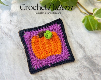 PUMPKIN GRANNY SQUARE - cute Halloween granny square - crochet pattern