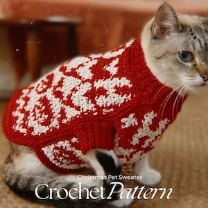 Suéter navideño para mascotas - Patrón de crochet - TALLAS XS; S; M; L