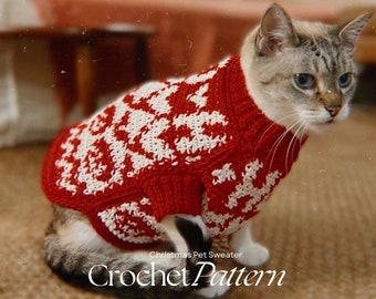 Christmas Pet Sweater - Crochet Pattern - SIZES XS; S; M; L