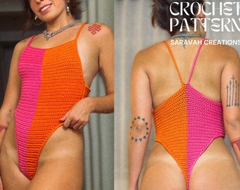 Sizes S;M;L;XL - High Cut Bodysuit - crochet pattern