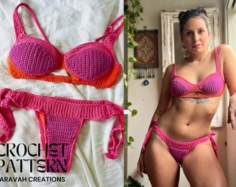 Crochet Pattern - SIZES: S ; M ; L; XL - ColorBlock Bikini