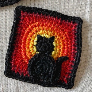 Granny Square Crochet Pattern Black Cat image 2