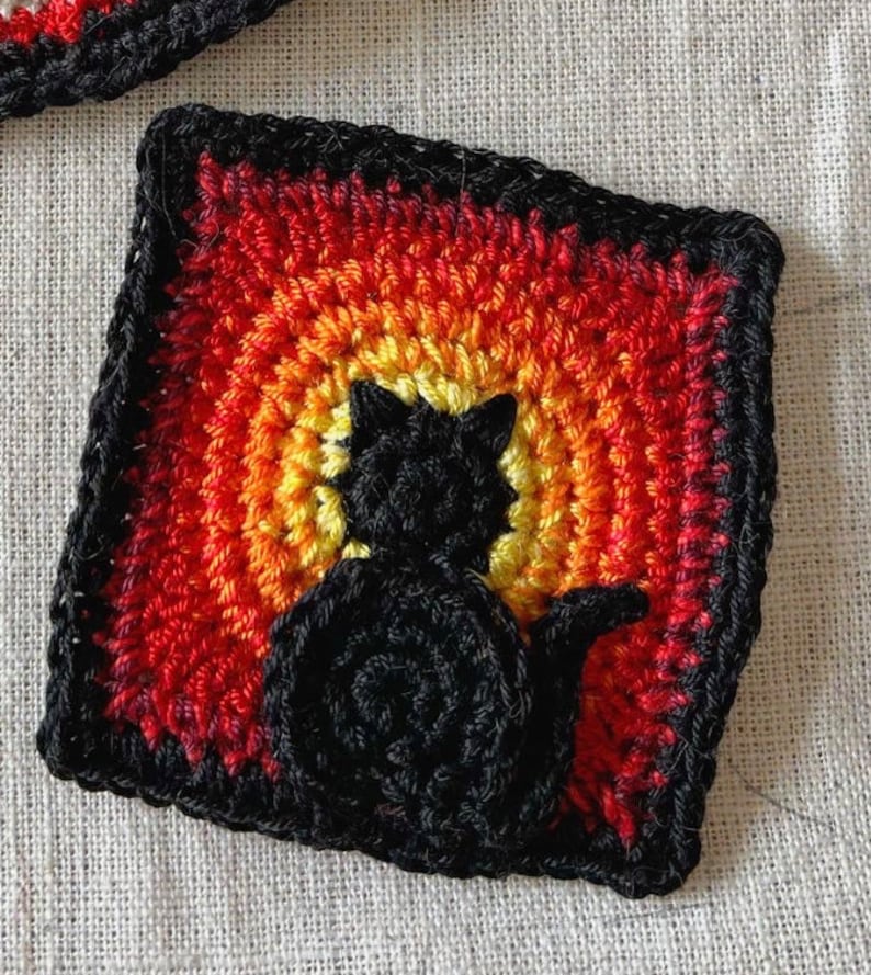 Granny Square Crochet Pattern Black Cat image 2