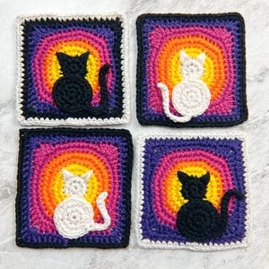 Cute Cat Granny Square - Crochet Pattern