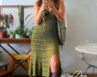 Arte Dress Crochet Pattern – Easy Free-Flowing Slip Dress with Slit