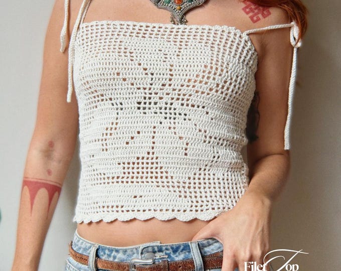 Flora Bloom TOP - Filet Crochet Pattern - Etsy Canada