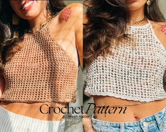 MESH HALTER TOP - Crochet pattern - All Sizes