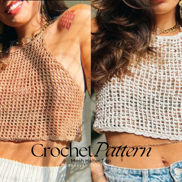 MESH HALTER TOP - Crochet pattern - All Sizes