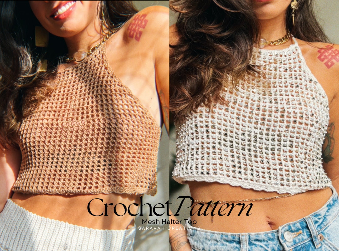 Gold Mesh Embroidery Lace Halter Crop Top