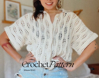 Wave Shirt Crochet Pattern – Genderless Top, All Sizes PDF