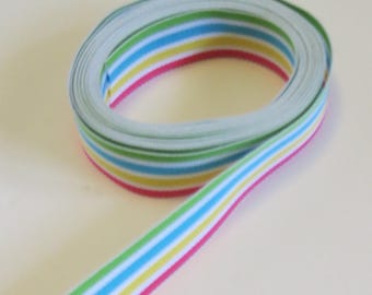 Pastel Rainbow Stripe 7/8" Grosgrain Ribbon