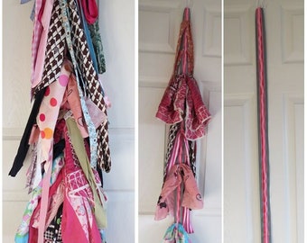 Hanging Scarf Organizer with Elastic - Silk or Knit, holds up to 30 scarves