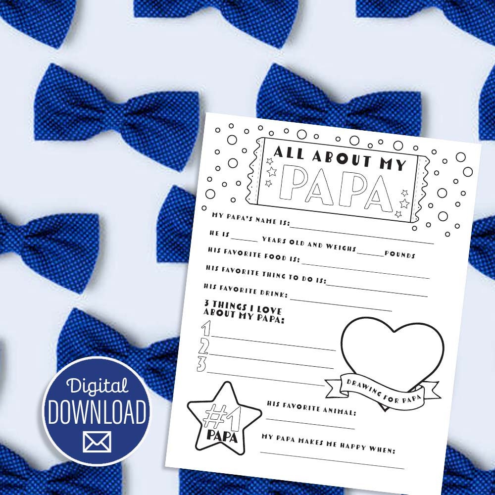 Father's Day Printable Fathers Day Questionaire for Kids All About Dad ...