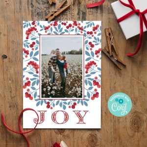 EDITABLE Christmas Photo Card • Digital Holiday Card • Edit yourself Corjl • Joy Holiday Card with pic